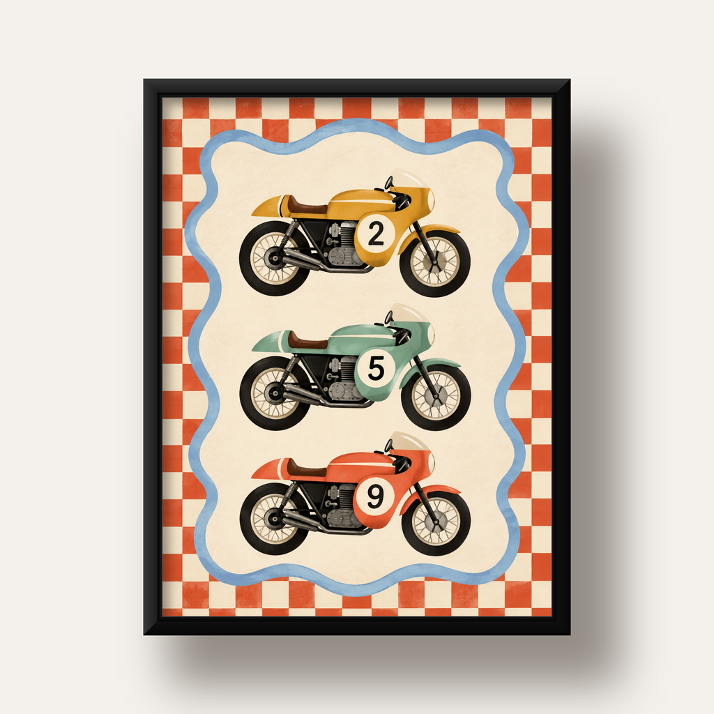 Vintage Yarış Motosikletleri — siyah derin çerçeveli