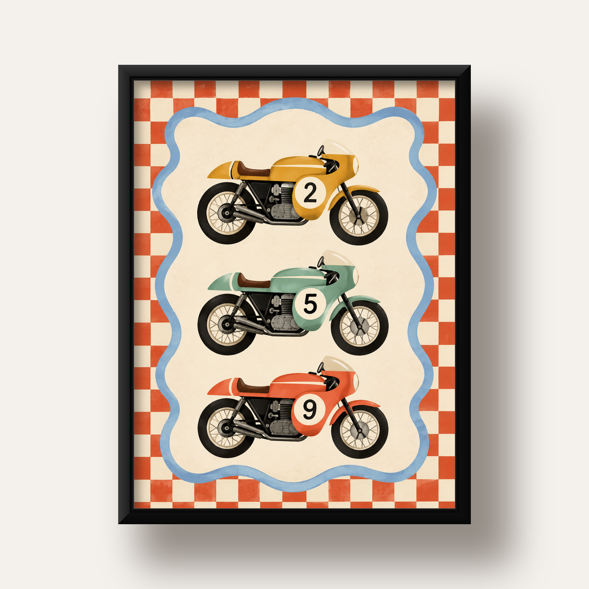 Vintage Yarış Motosikletleri — siyah derin çerçeveli