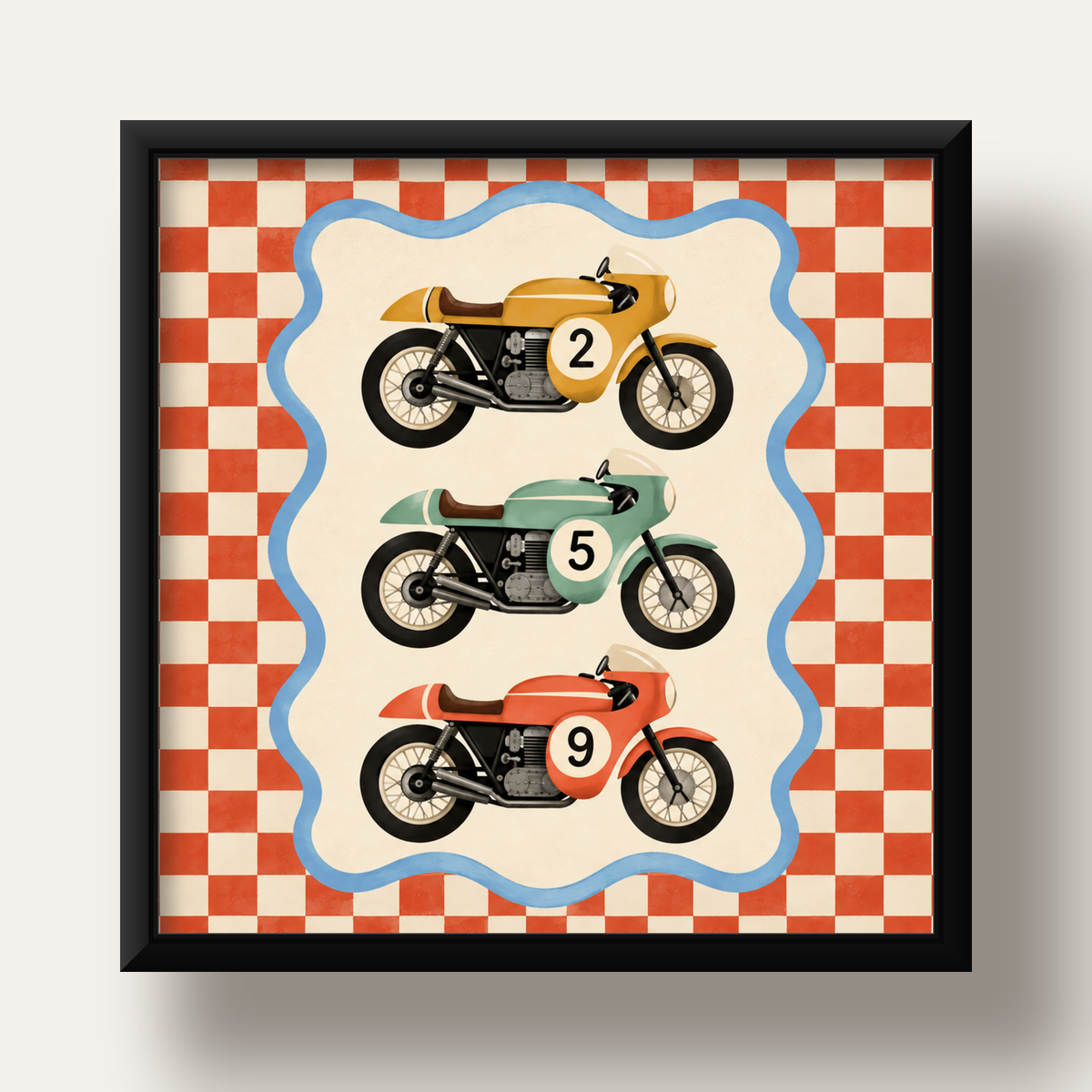 Vintage Yarış Motosikletleri — siyah derin çerçeveli