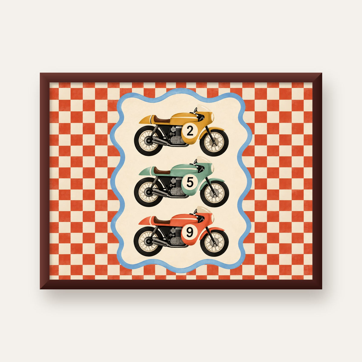 Vintage Yarış Motosikletleri — ceviz çerçeveli