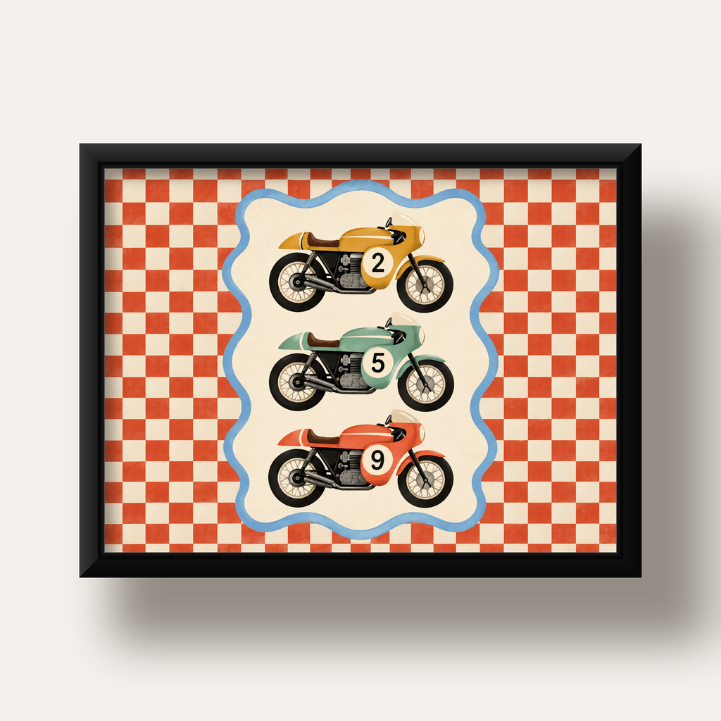 Vintage Yarış Motosikletleri — siyah derin çerçeveli
