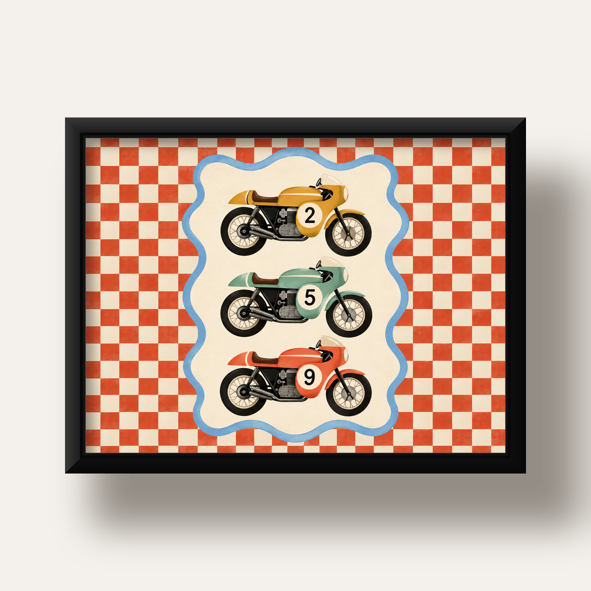 Vintage Yarış Motosikletleri — siyah derin çerçeveli