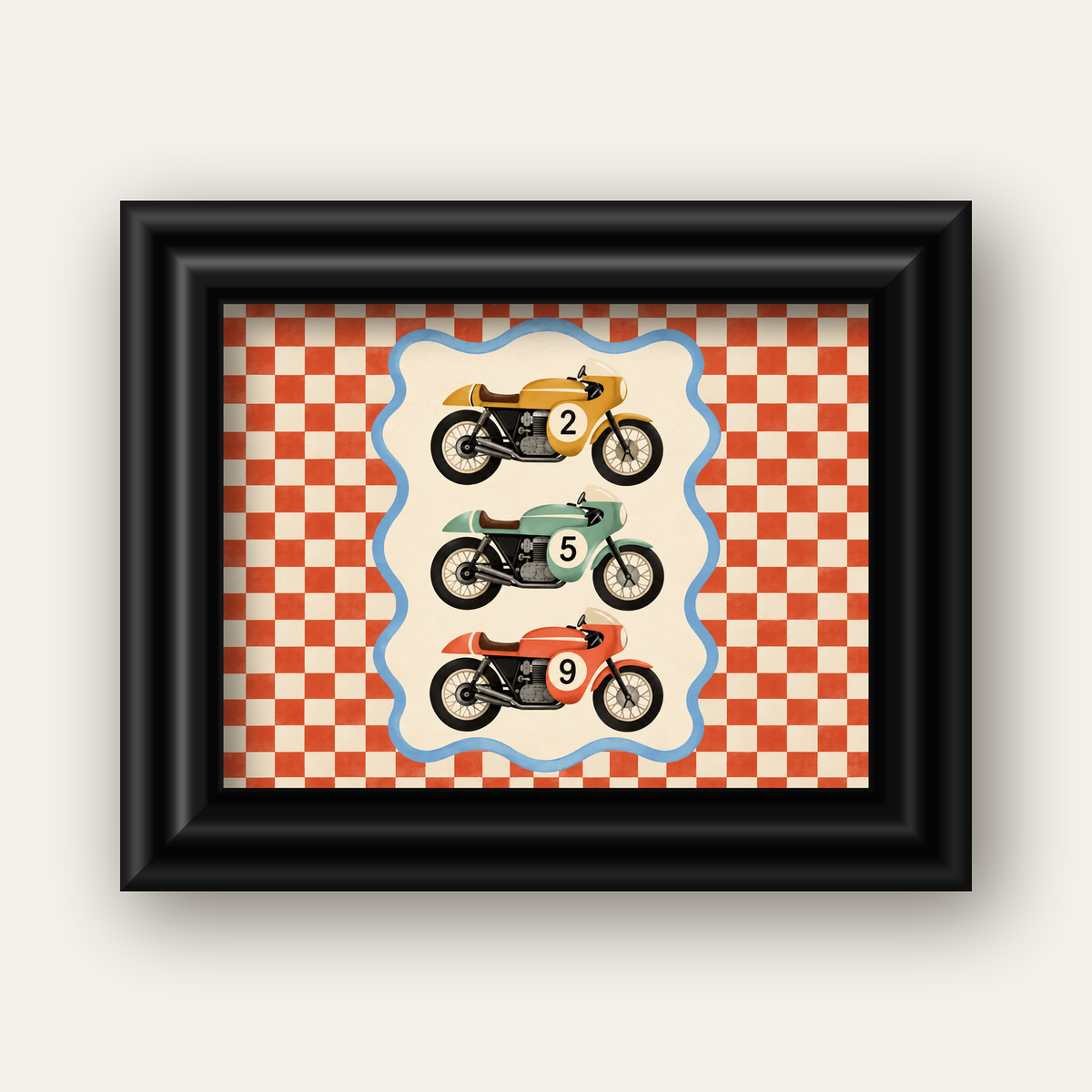 Vintage Yarış Motosikletleri — siyah galeri çerçeveli