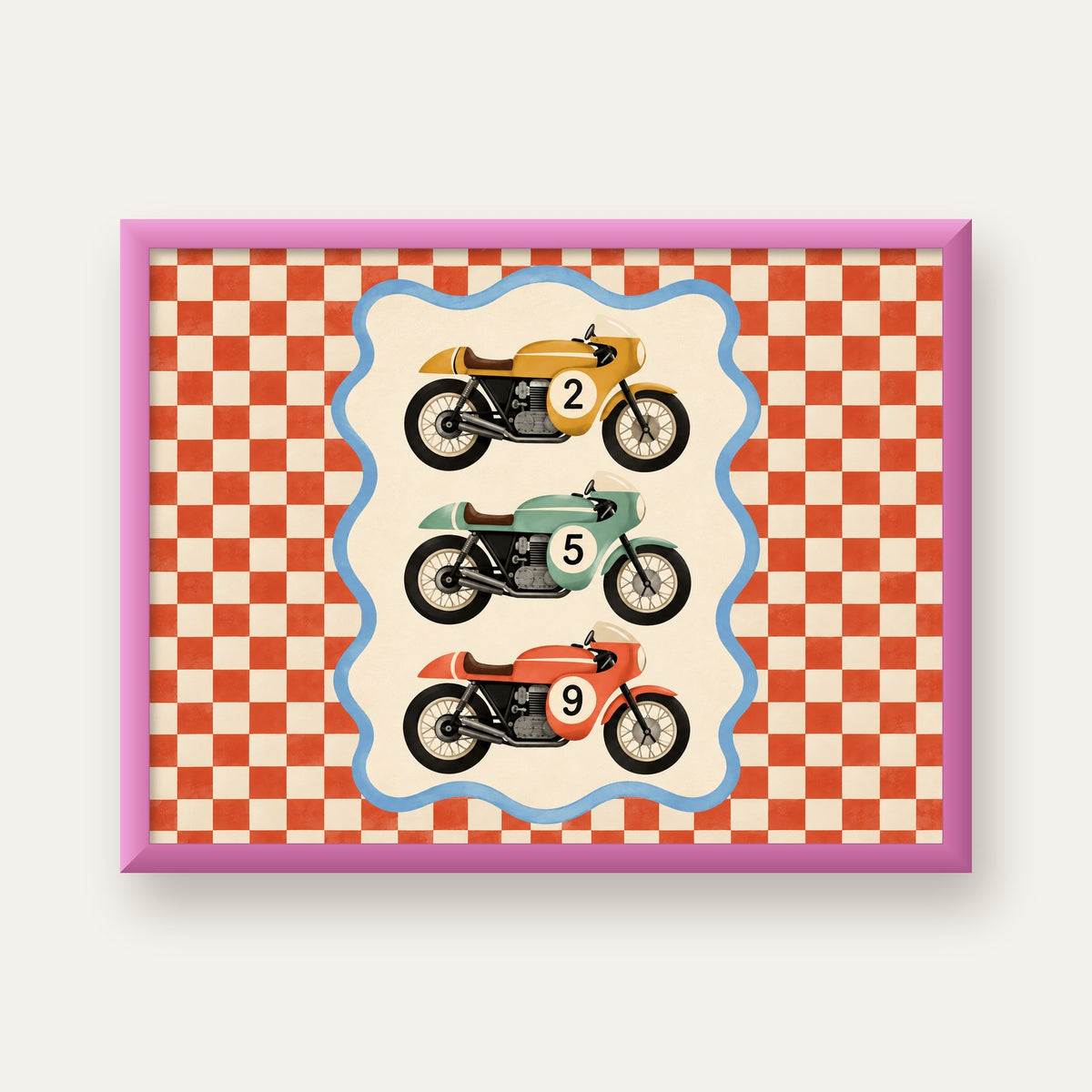 Vintage Yarış Motosikletleri — pembe çerçeveli