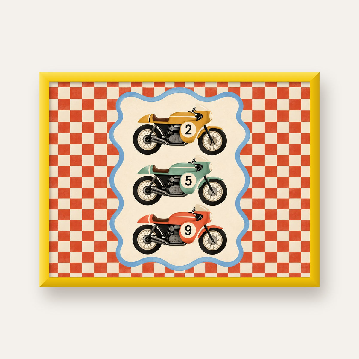 Vintage Yarış Motosikletleri — sarı çerçeveli