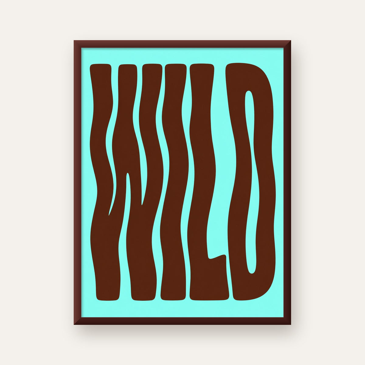 Retro Tipografi Poster – WILD Yazılı Modern Sanat Baskısı — ceviz çerçeveli