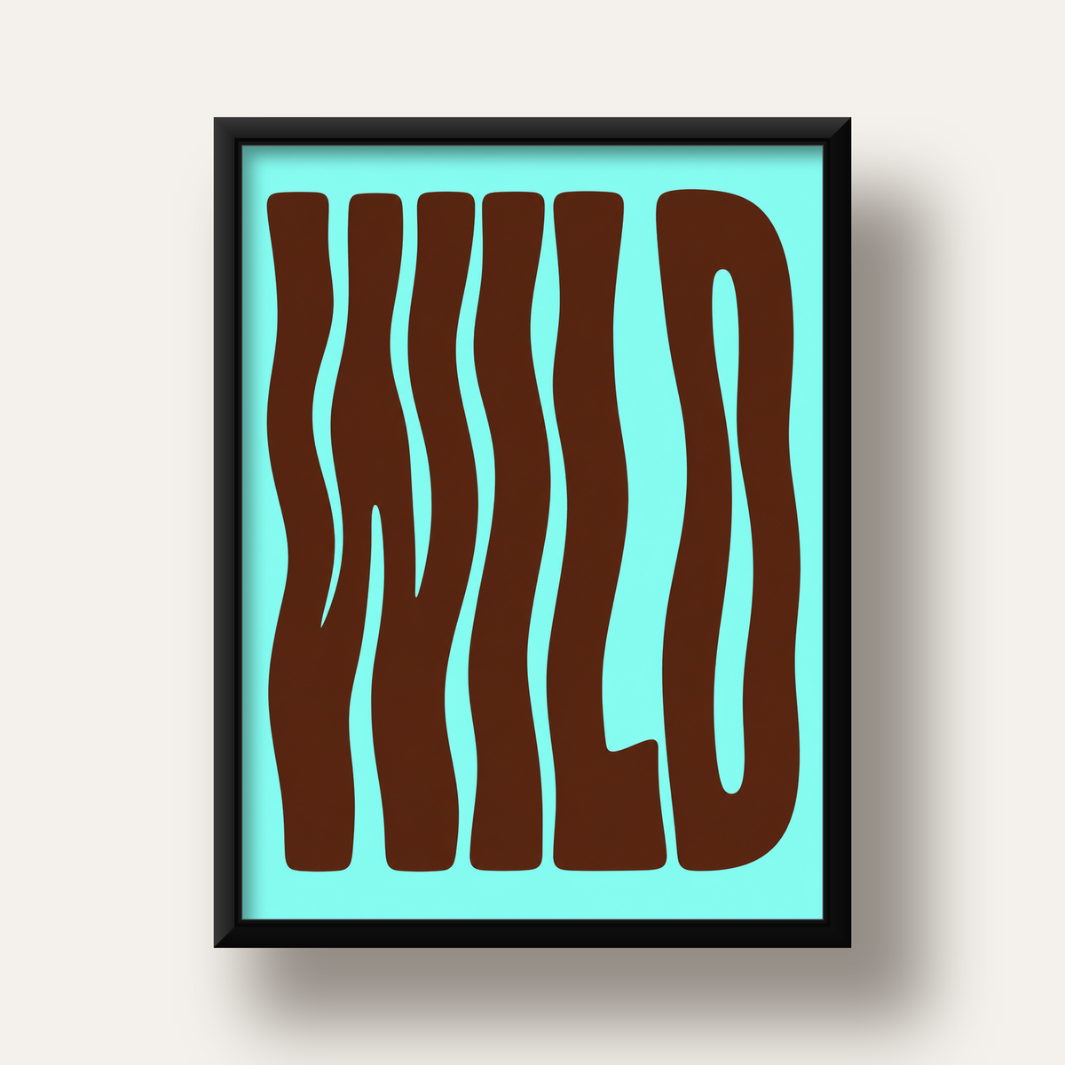 Retro Tipografi Poster – WILD Yazılı Modern Sanat Baskısı — siyah derin çerçeveli