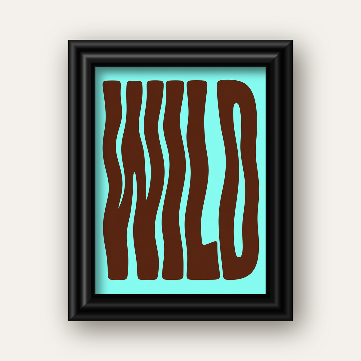 Retro Tipografi Poster – WILD Yazılı Modern Sanat Baskısı — siyah galeri çerçeveli