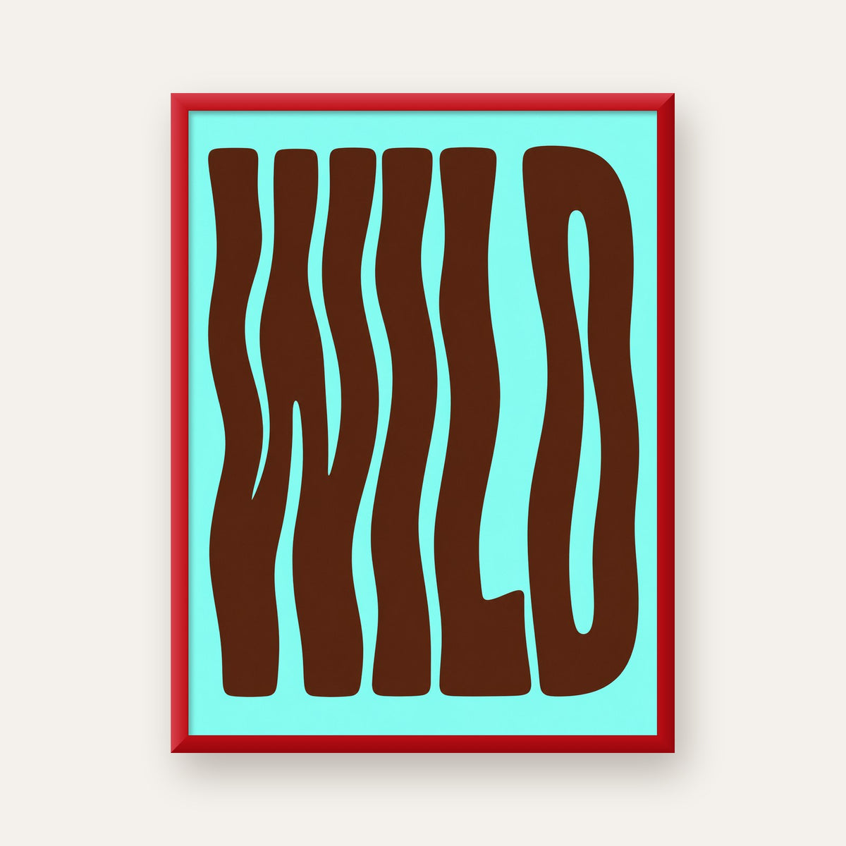 Retro Tipografi Poster – WILD Yazılı Modern Sanat Baskısı — kırmızı çerçeveli