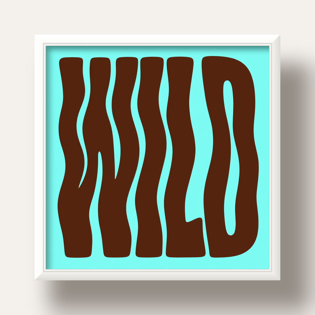 Retro Tipografi Poster – WILD Yazılı Modern Sanat Baskısı — beyaz derin çerçeveli
