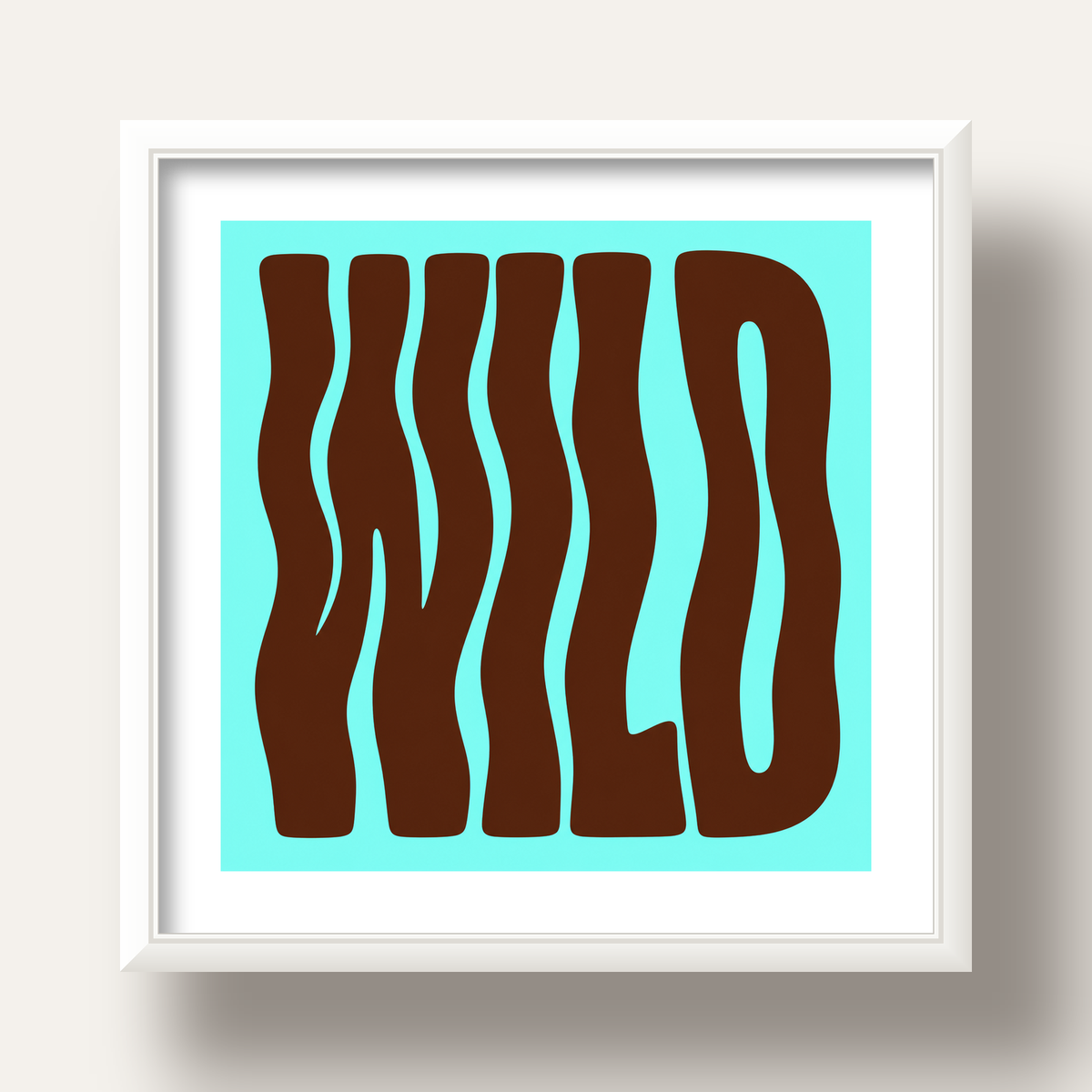 Retro Tipografi Poster – WILD Yazılı Modern Sanat Baskısı — beyaz derin çerçeveli paspartulu