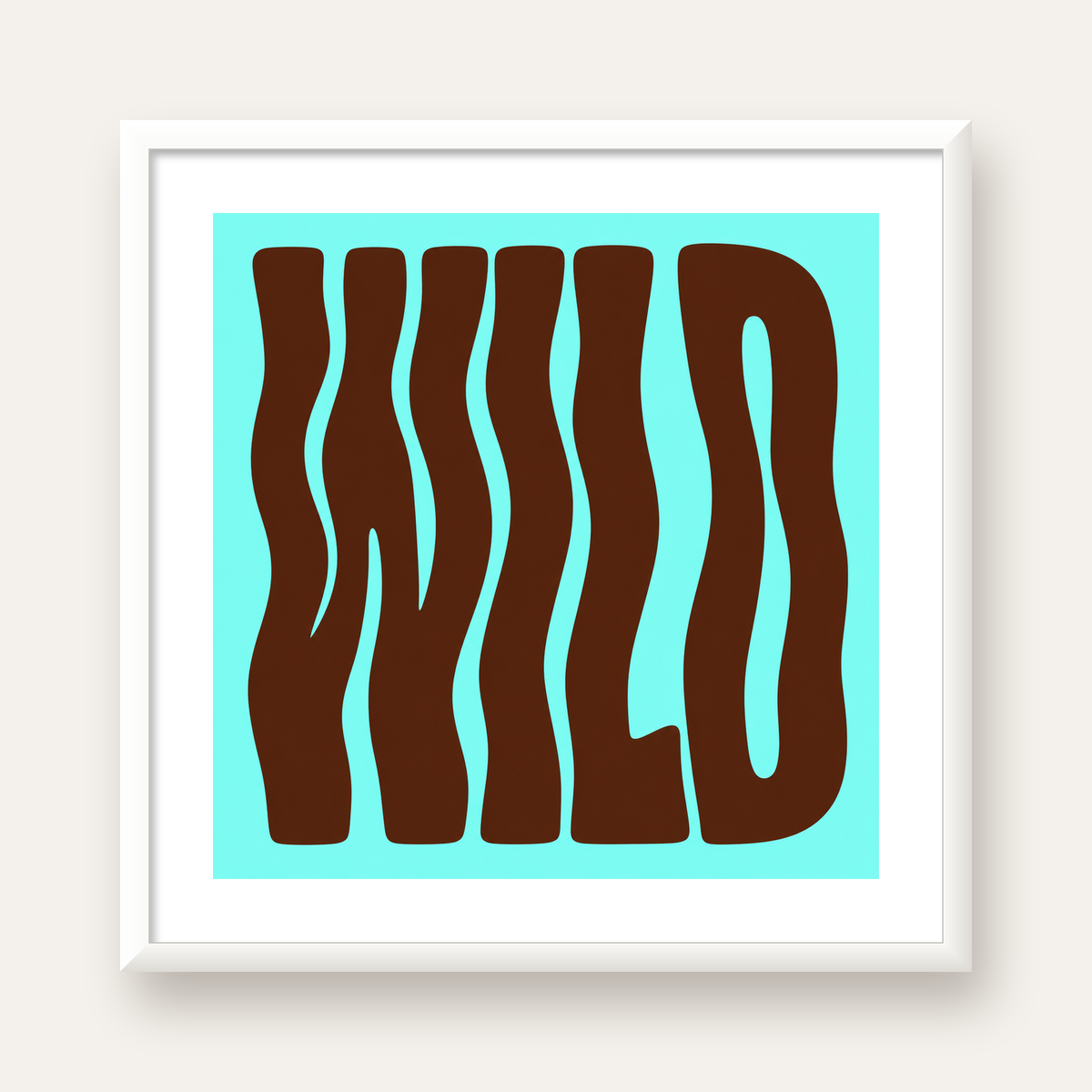 Retro Tipografi Poster – WILD Yazılı Modern Sanat Baskısı — beyaz çerçeveli kare poster
