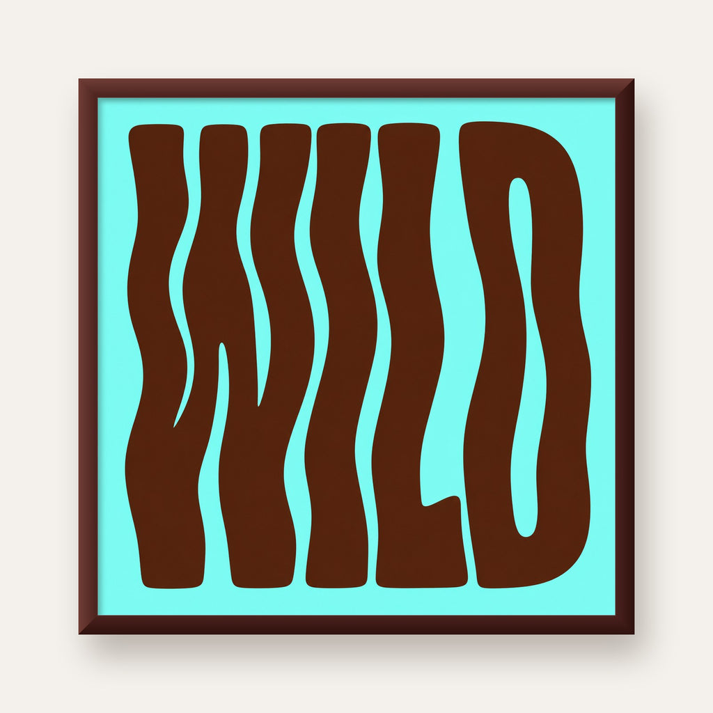 Retro Tipografi Poster – WILD Yazılı Modern Sanat Baskısı — ceviz çerçeveli