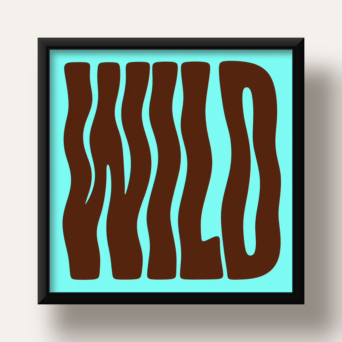 Retro Tipografi Poster – WILD Yazılı Modern Sanat Baskısı — siyah derin çerçeveli