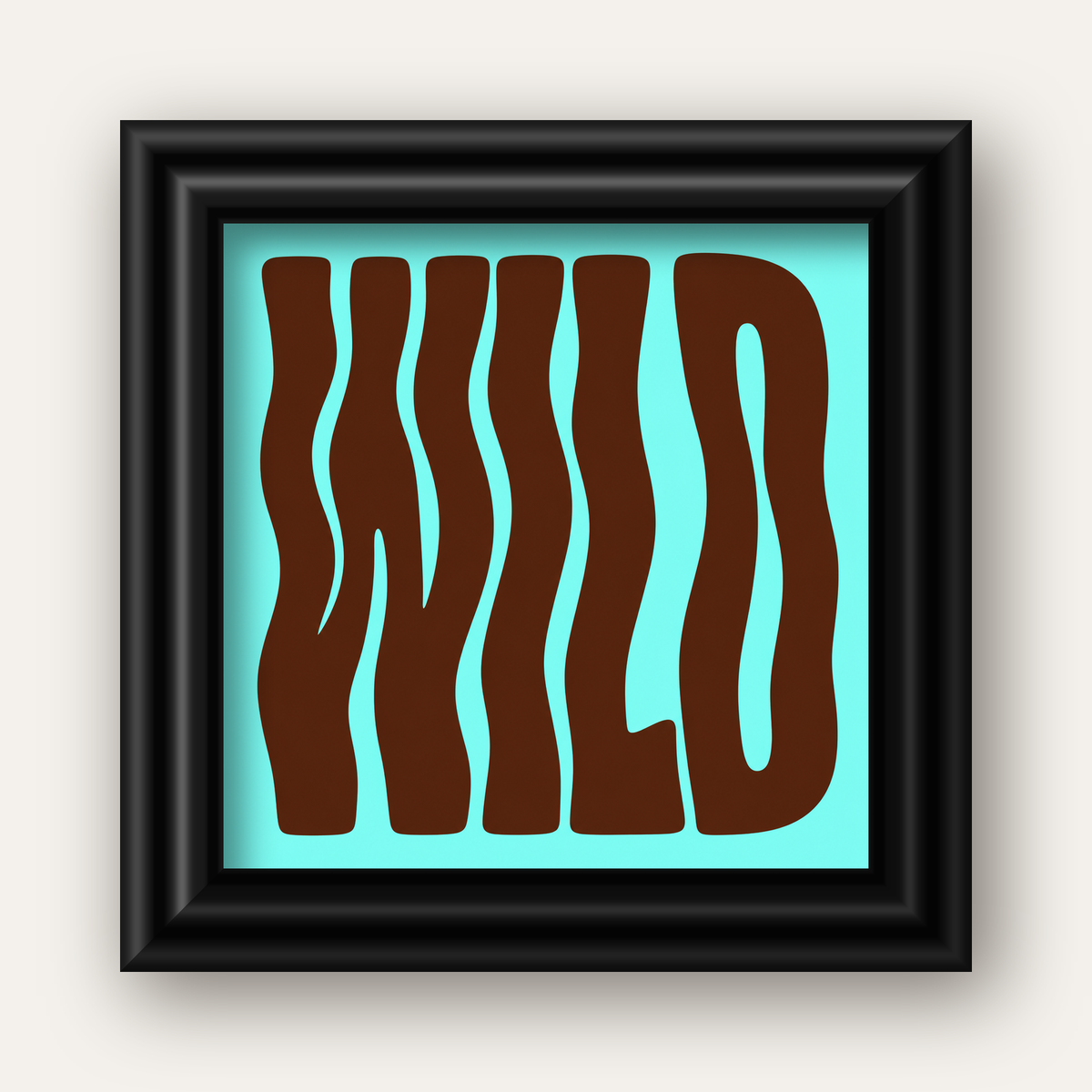 Retro Tipografi Poster – WILD Yazılı Modern Sanat Baskısı — siyah galeri çerçeveli