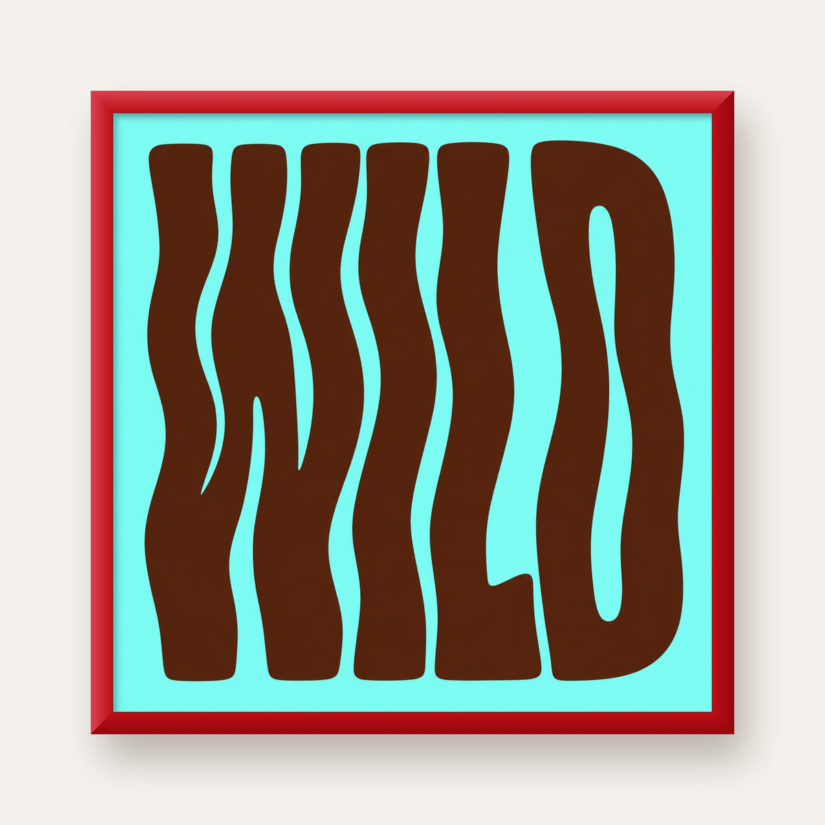 Retro Tipografi Poster – WILD Yazılı Modern Sanat Baskısı — kırmızı çerçeveli