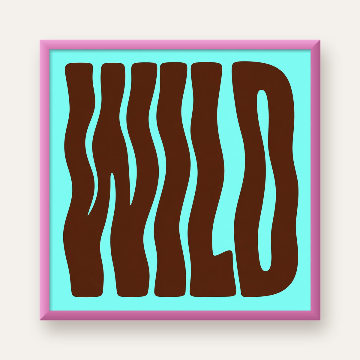 Retro Tipografi Poster – WILD Yazılı Modern Sanat Baskısı — pembe çerçeveli