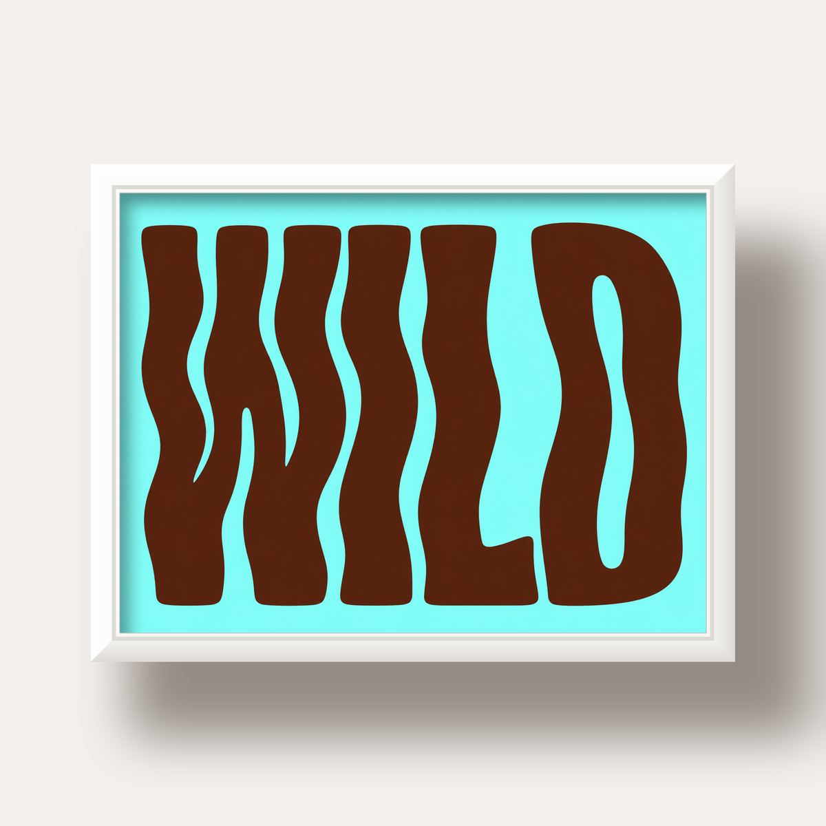 Retro Tipografi Poster – WILD Yazılı Modern Sanat Baskısı — beyaz derin çerçeveli
