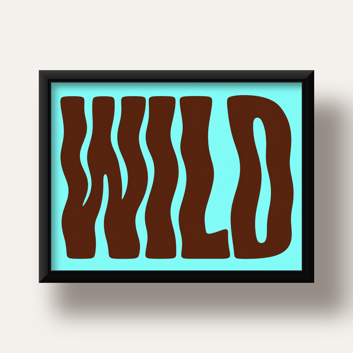 Retro Tipografi Poster – WILD Yazılı Modern Sanat Baskısı — siyah derin çerçeveli