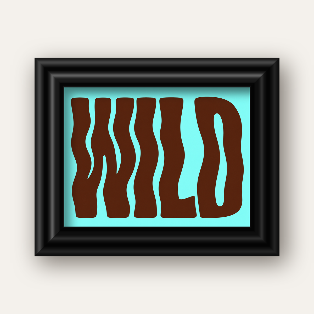 Retro Tipografi Poster – WILD Yazılı Modern Sanat Baskısı — siyah galeri çerçeveli