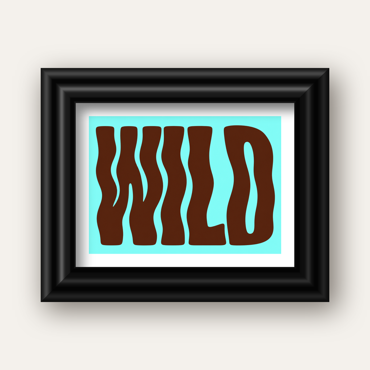 Retro Tipografi Poster – WILD Yazılı Modern Sanat Baskısı — siyah galeri çerçeveli paspartulu
