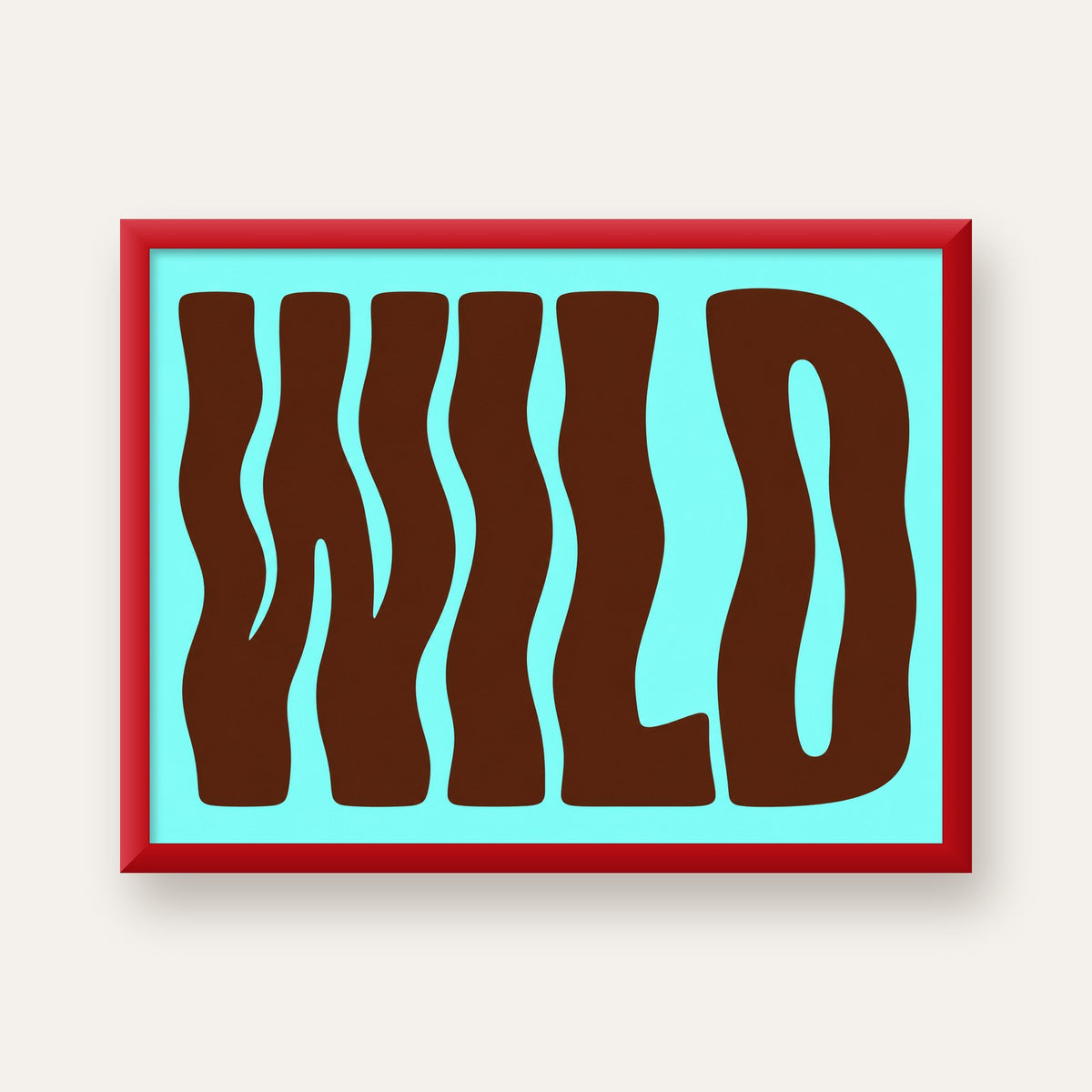 Retro Tipografi Poster – WILD Yazılı Modern Sanat Baskısı — kırmızı çerçeveli