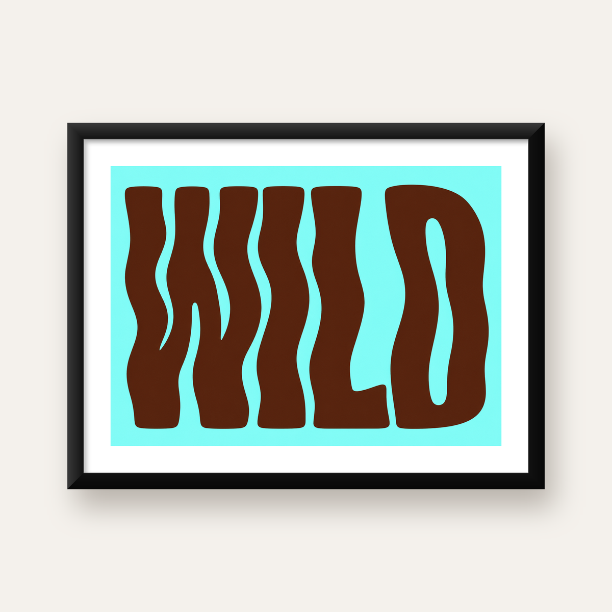 Retro Tipografi Poster – WILD Yazılı Modern Sanat Baskısı — Yatay baskı, beyaz paspartulu