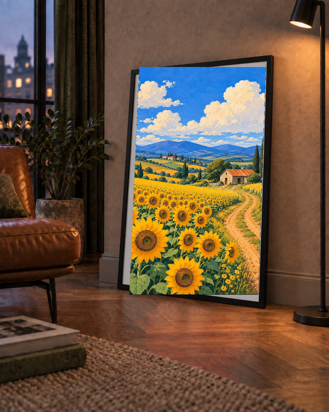 Günebakalı Kır Manzarası Poster – Pastoral Duvar Dekoru