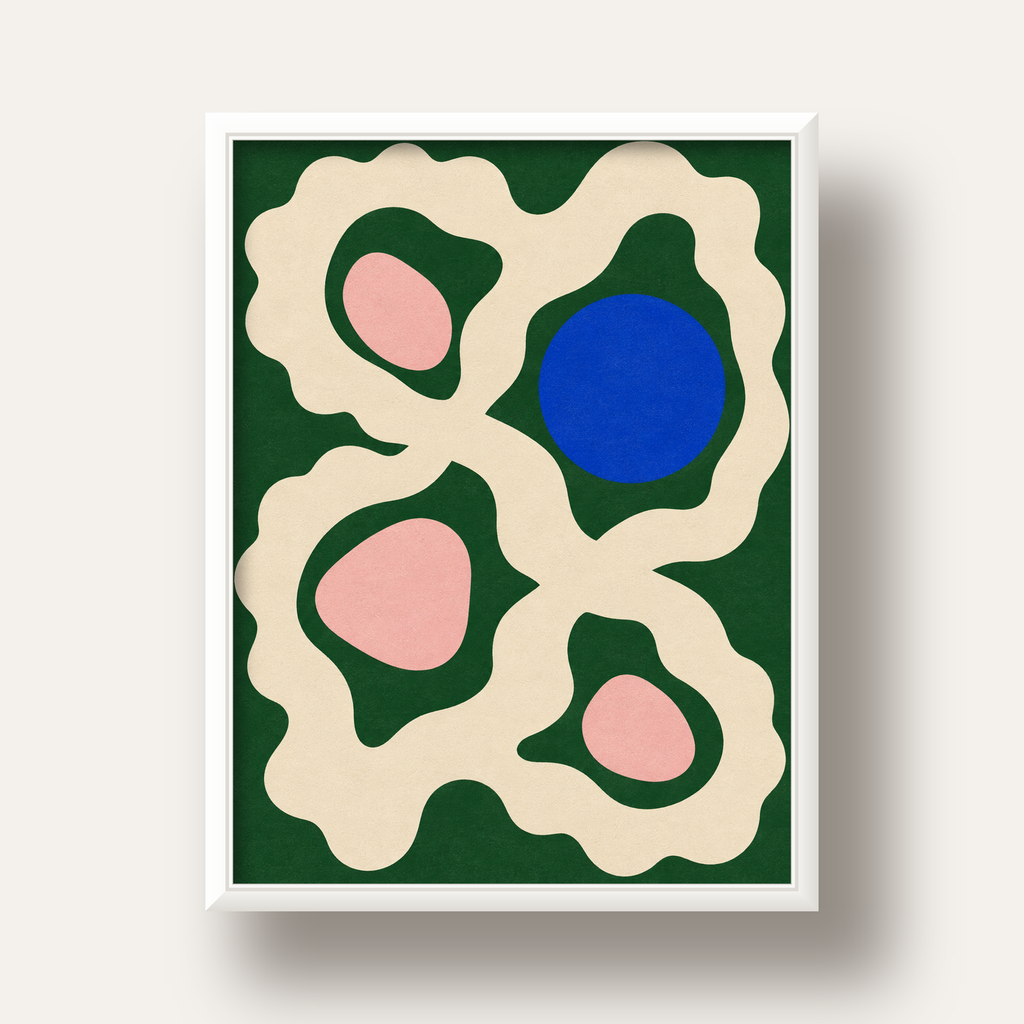Soyut Organik Formlar – Modern Dijital Sanat Poster — beyaz derin çerçeveli