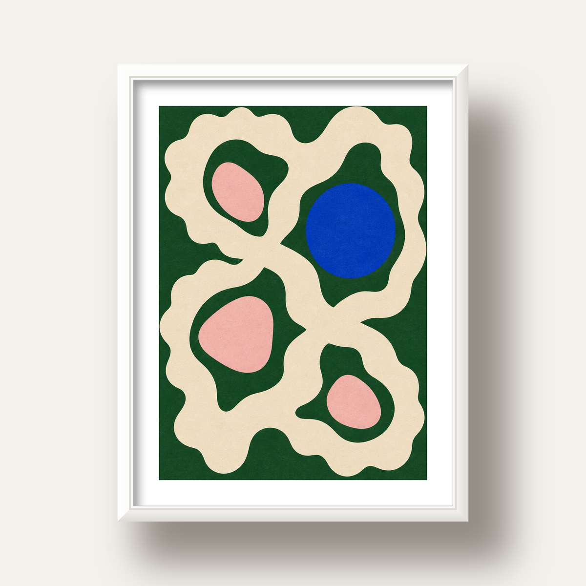 Soyut Organik Formlar – Modern Dijital Sanat Poster — beyaz derin çerçeveli paspartulu