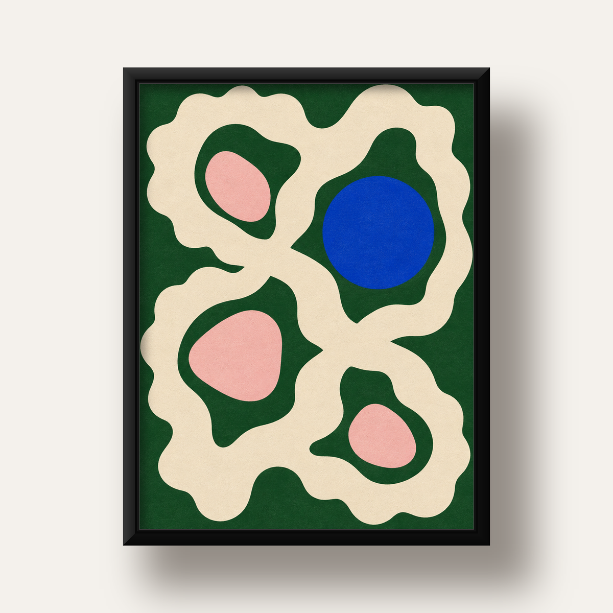 Soyut Organik Formlar – Modern Dijital Sanat Poster — siyah derin çerçeveli