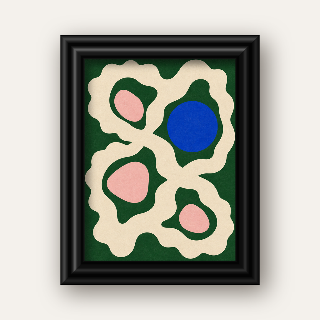 Soyut Organik Formlar – Modern Dijital Sanat Poster — siyah galeri çerçeveli
