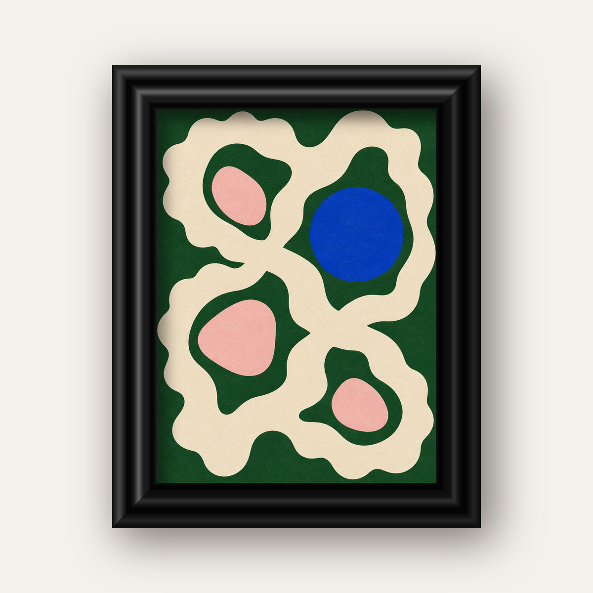 Soyut Organik Formlar – Modern Dijital Sanat Poster — siyah galeri çerçeveli