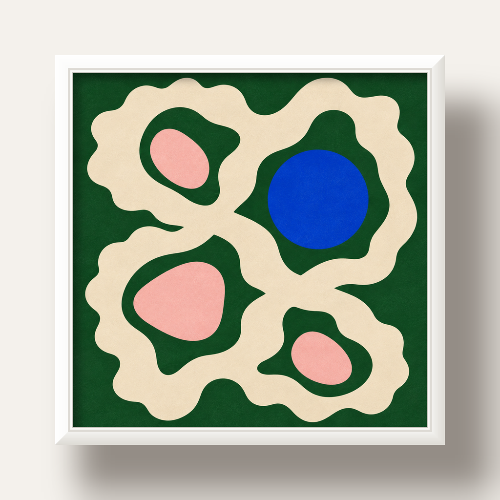 Soyut Organik Formlar – Modern Dijital Sanat Poster — beyaz derin çerçeveli