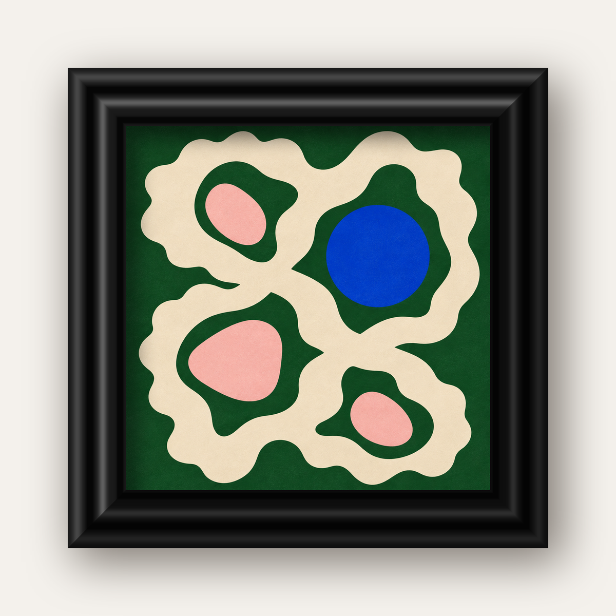 Soyut Organik Formlar – Modern Dijital Sanat Poster — siyah galeri çerçeveli