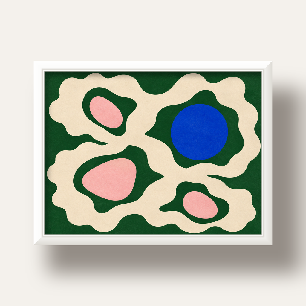 Soyut Organik Formlar – Modern Dijital Sanat Poster — beyaz derin çerçeveli