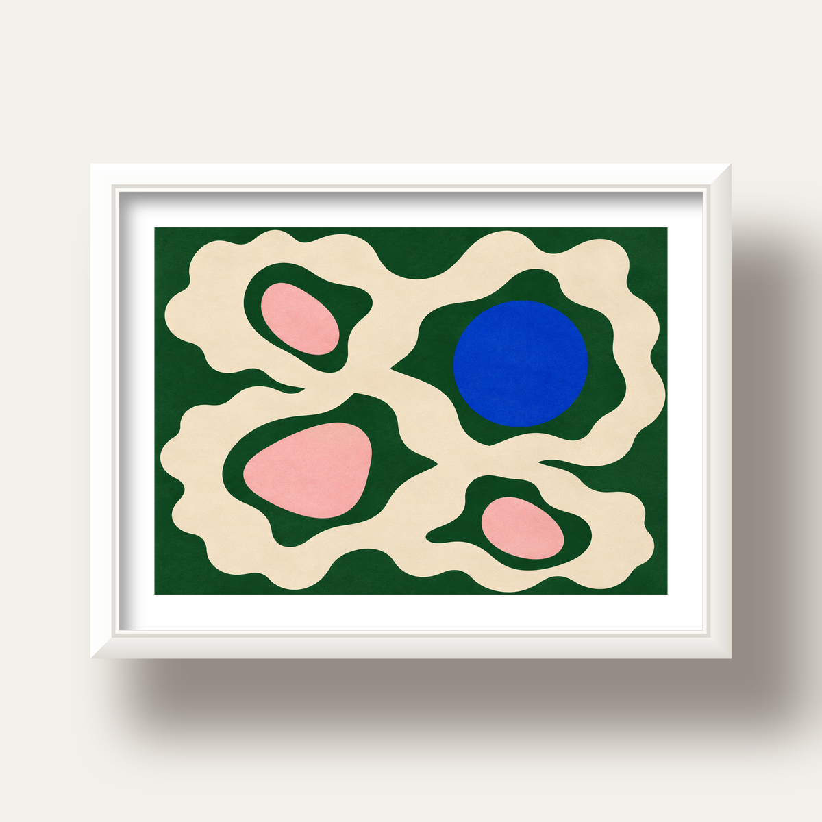 Soyut Organik Formlar – Modern Dijital Sanat Poster — beyaz derin çerçeveli paspartulu