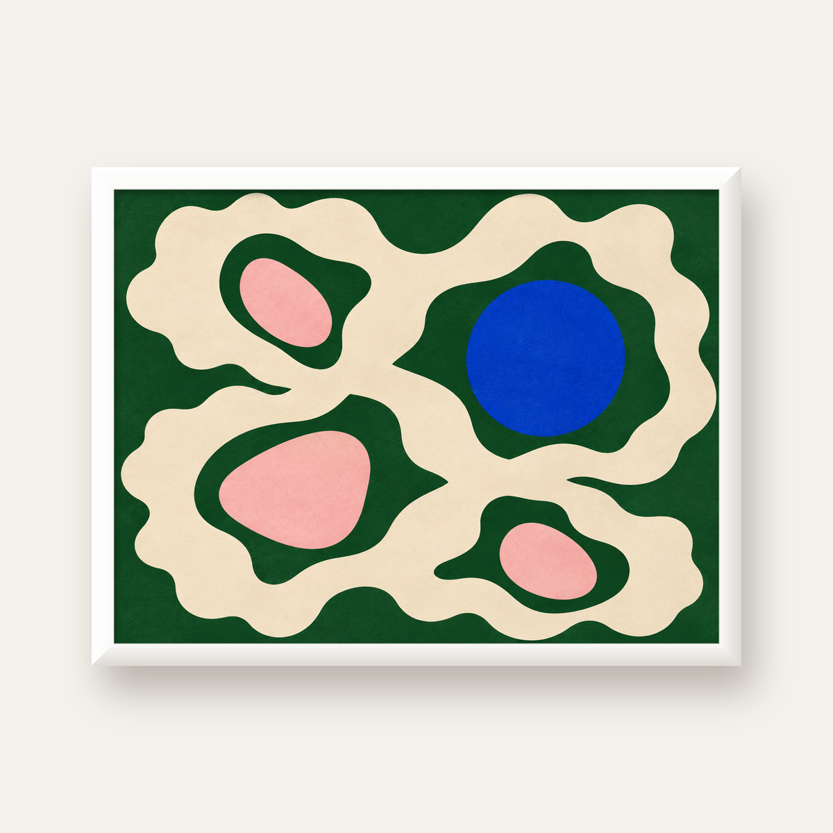 Soyut Organik Formlar – Modern Dijital Sanat Poster — beyaz çerçeveli yatay poster
