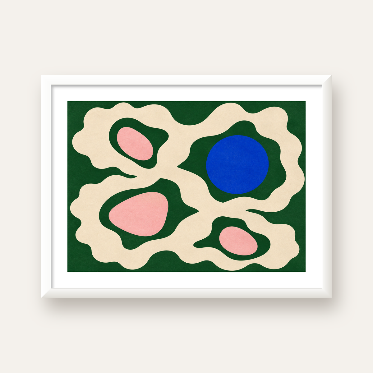 Soyut Organik Formlar – Modern Dijital Sanat Poster — beyaz çerçeveli yatay poster