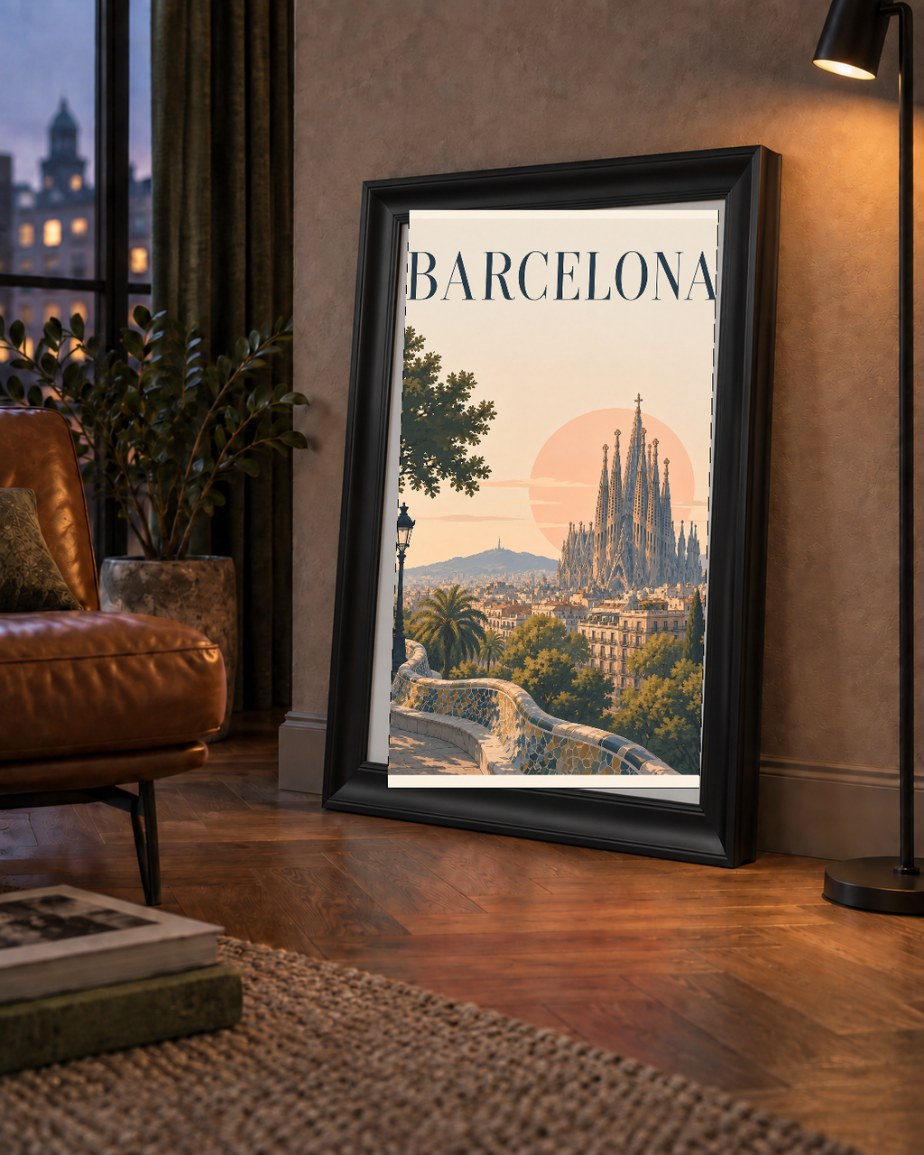 Barselona Şehir Manzarası – Gün Batımı Poster Baskı