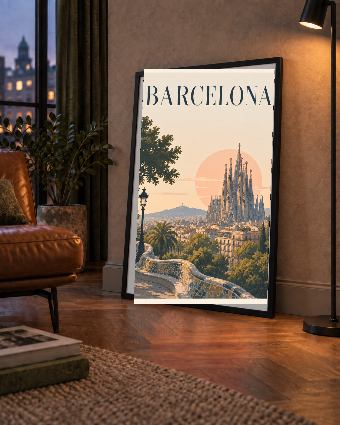 Barselona Şehir Manzarası – Gün Batımı Poster Baskı