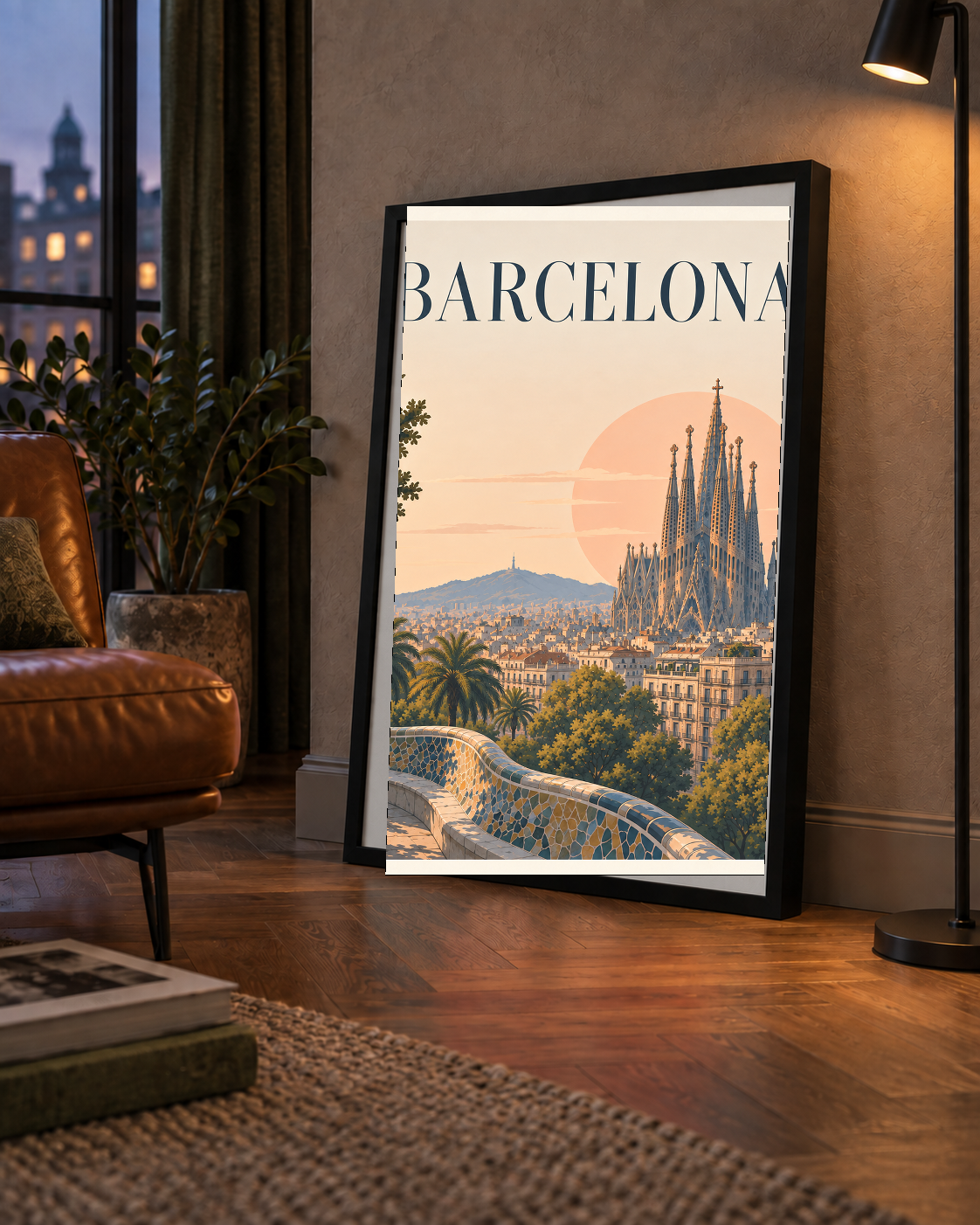Barselona Şehir Manzarası – Gün Batımı Poster Baskı