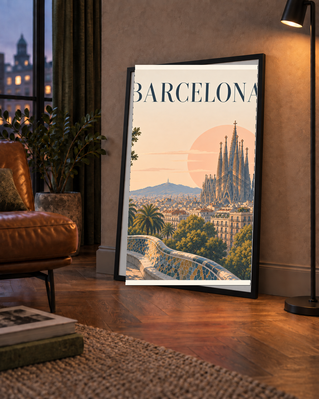 Barselona Şehir Manzarası – Gün Batımı Poster Baskı