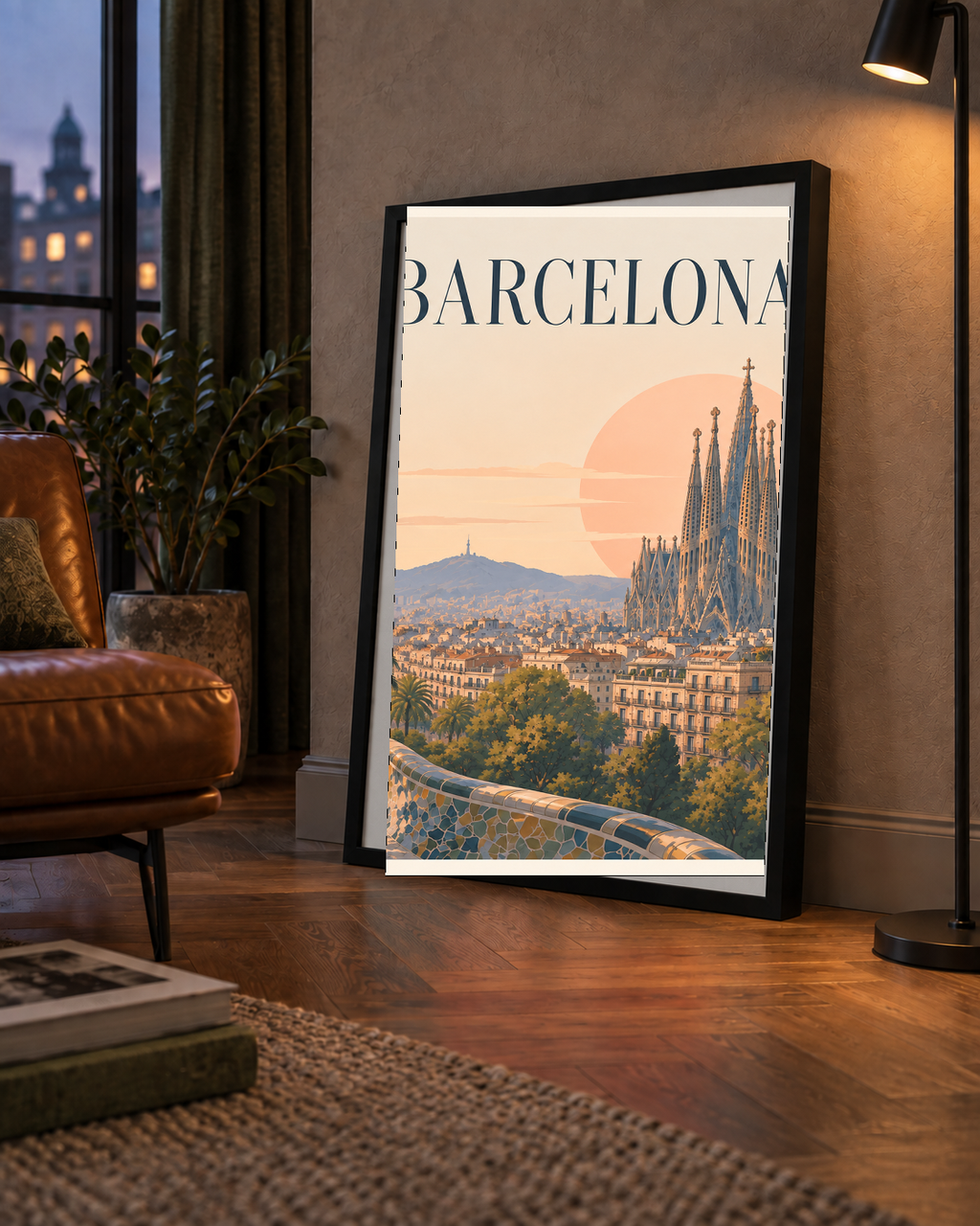 Barselona Şehir Manzarası – Gün Batımı Poster Baskı