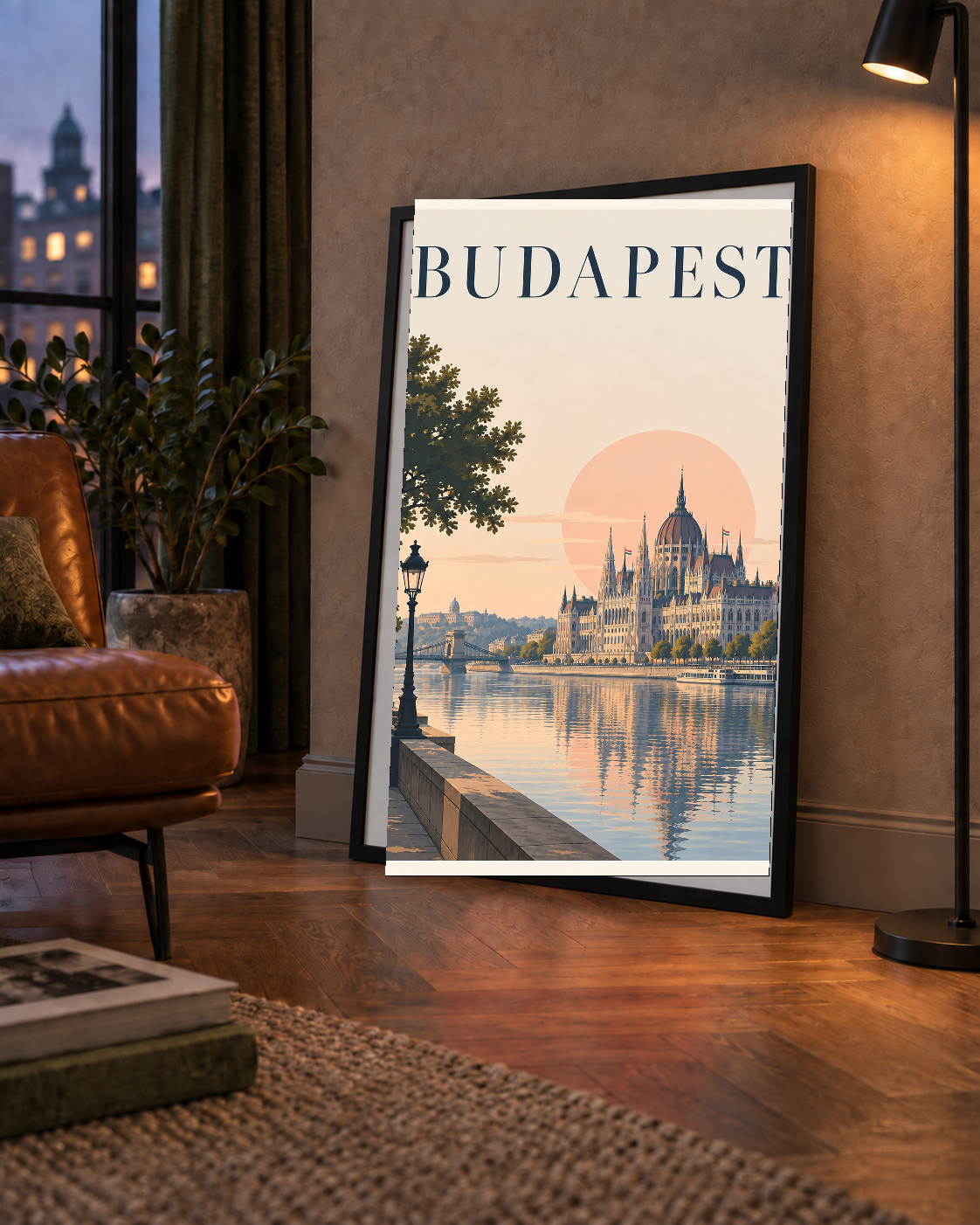 Budapeşte Şehir Manzarası Pastel Dijital Poster