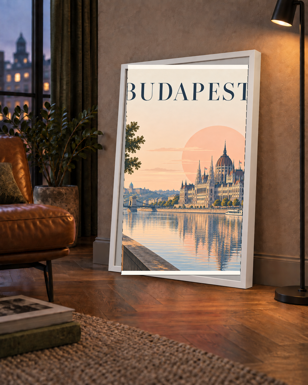 Budapeşte Şehir Manzarası Pastel Dijital Poster