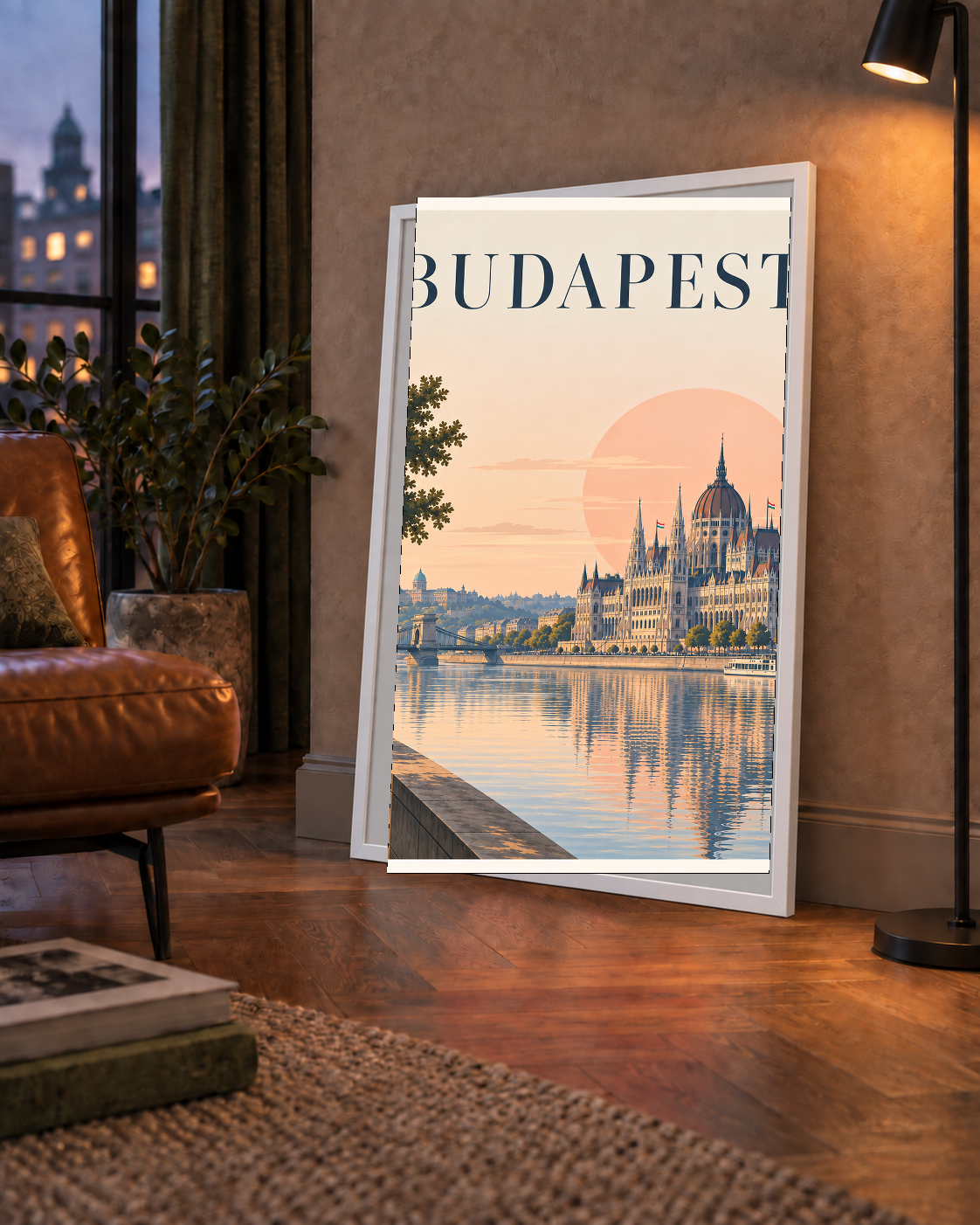 Budapeşte Şehir Manzarası Pastel Dijital Poster