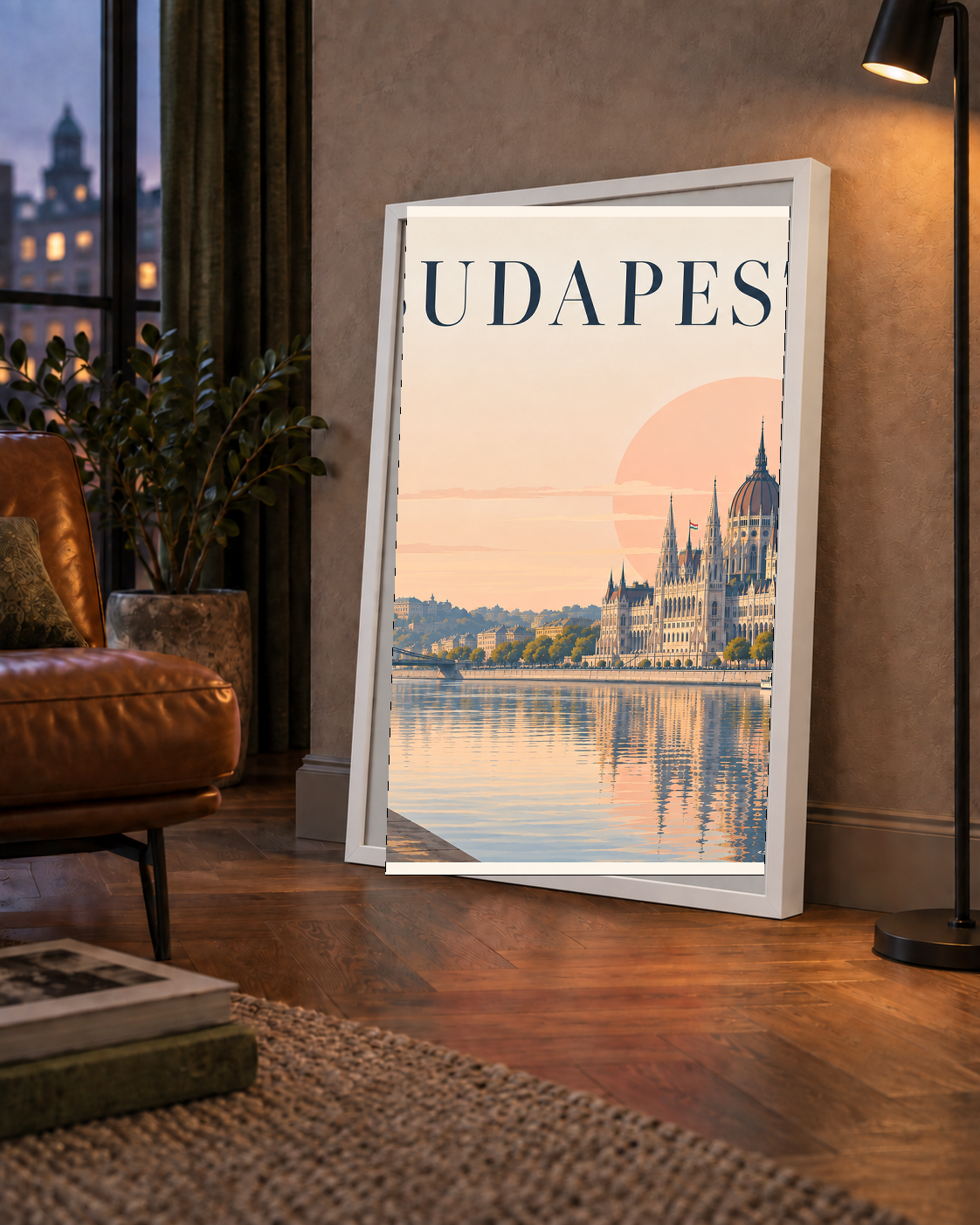 Budapeşte Şehir Manzarası Pastel Dijital Poster