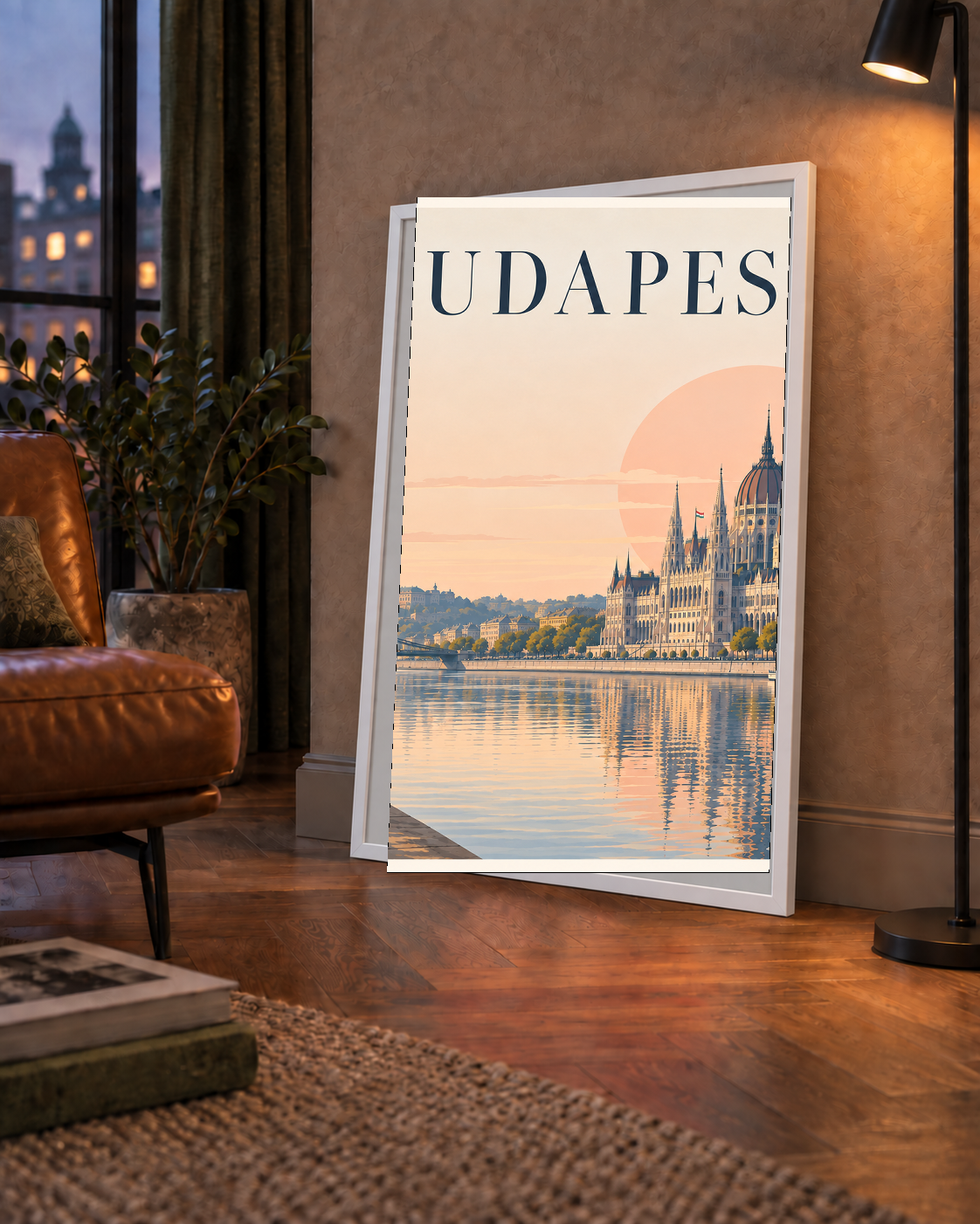 Budapeşte Şehir Manzarası Pastel Dijital Poster