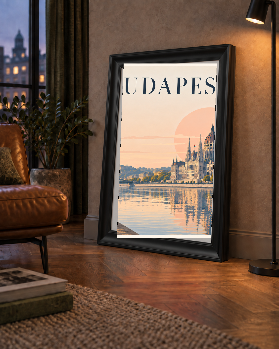 Budapeşte Şehir Manzarası Pastel Dijital Poster